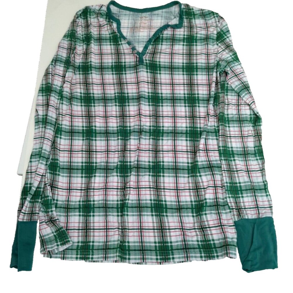Little Sleepies PJ Top Women’s SizeXSmall‎ Green Plaidbbbb